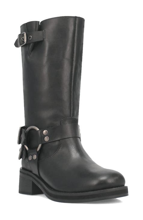 Cushioned low calf fashion buckle boots