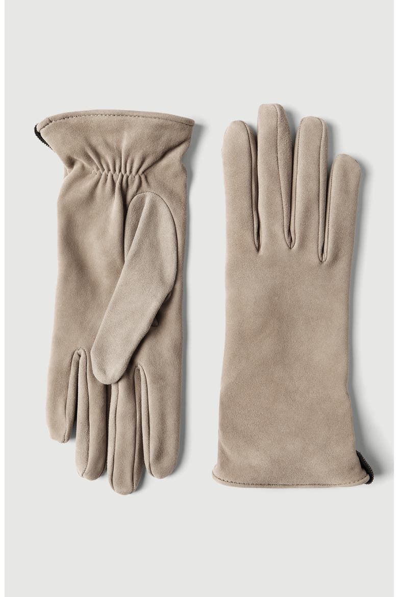 Suede gloves with monili, Main, color, Beige