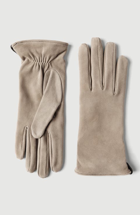 Suede gloves with monili