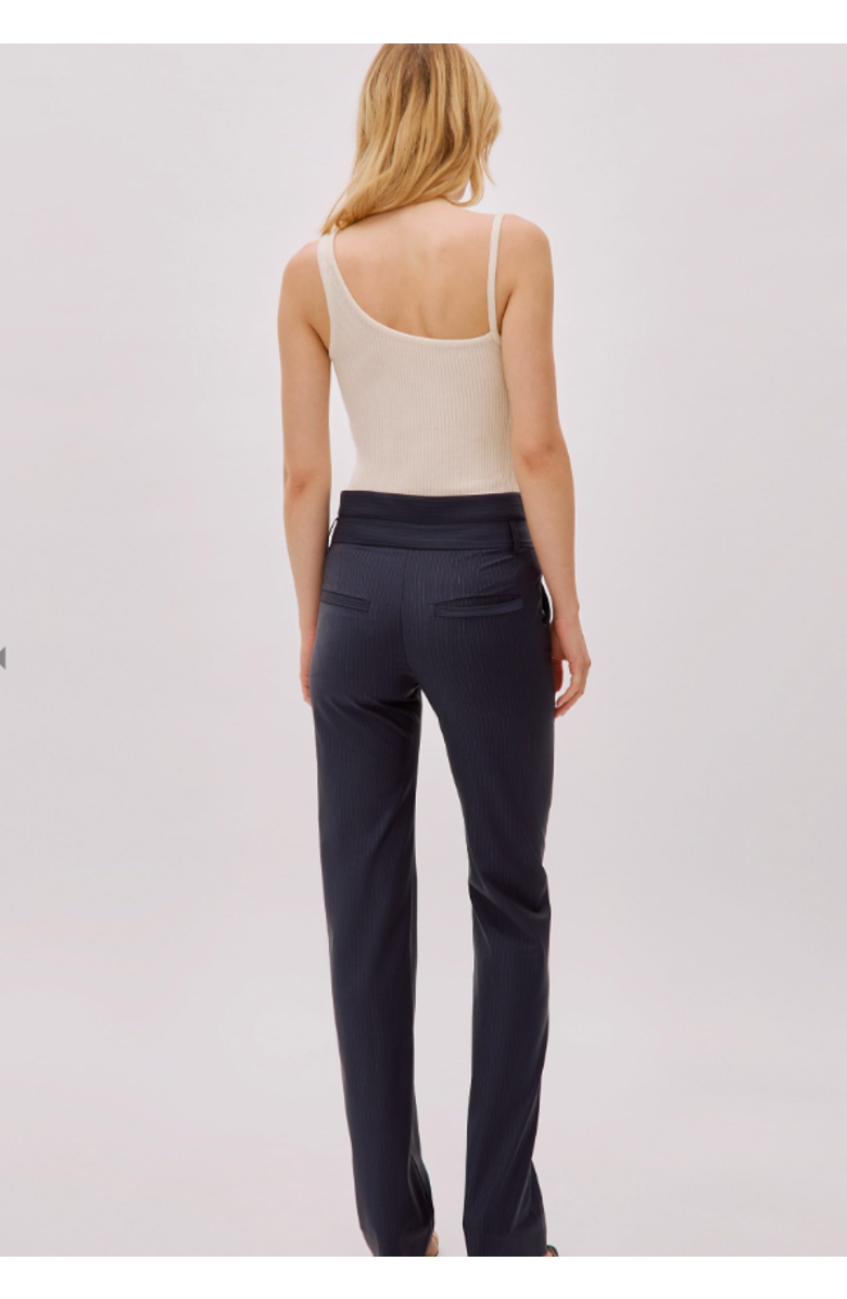 Labeca London Midnight Wool Pinstripe Pants, Alternate, color, Navy