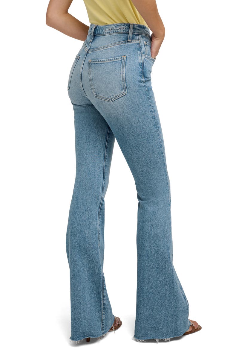 Favorite Daughter The Valentina Shortie Frayed High Waist Flare Jeans, Alternate, color, Tulum