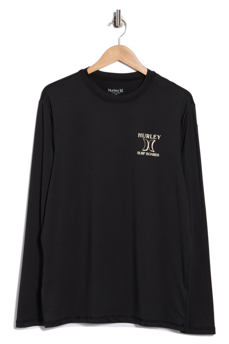 Surfboard Long Sleeve Sunshirt, Alternate, color, BLACK