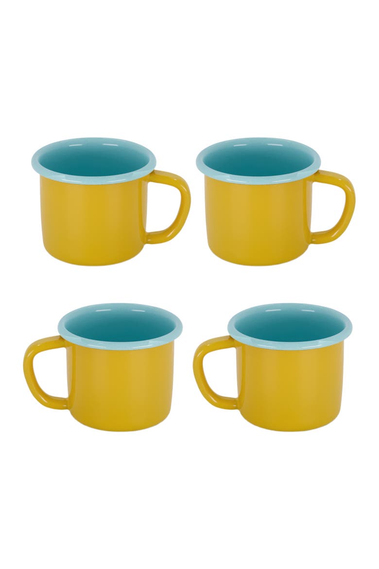 Two Tone Enamel Mug - Set of 4, Main, color, Mustard & Light Blue