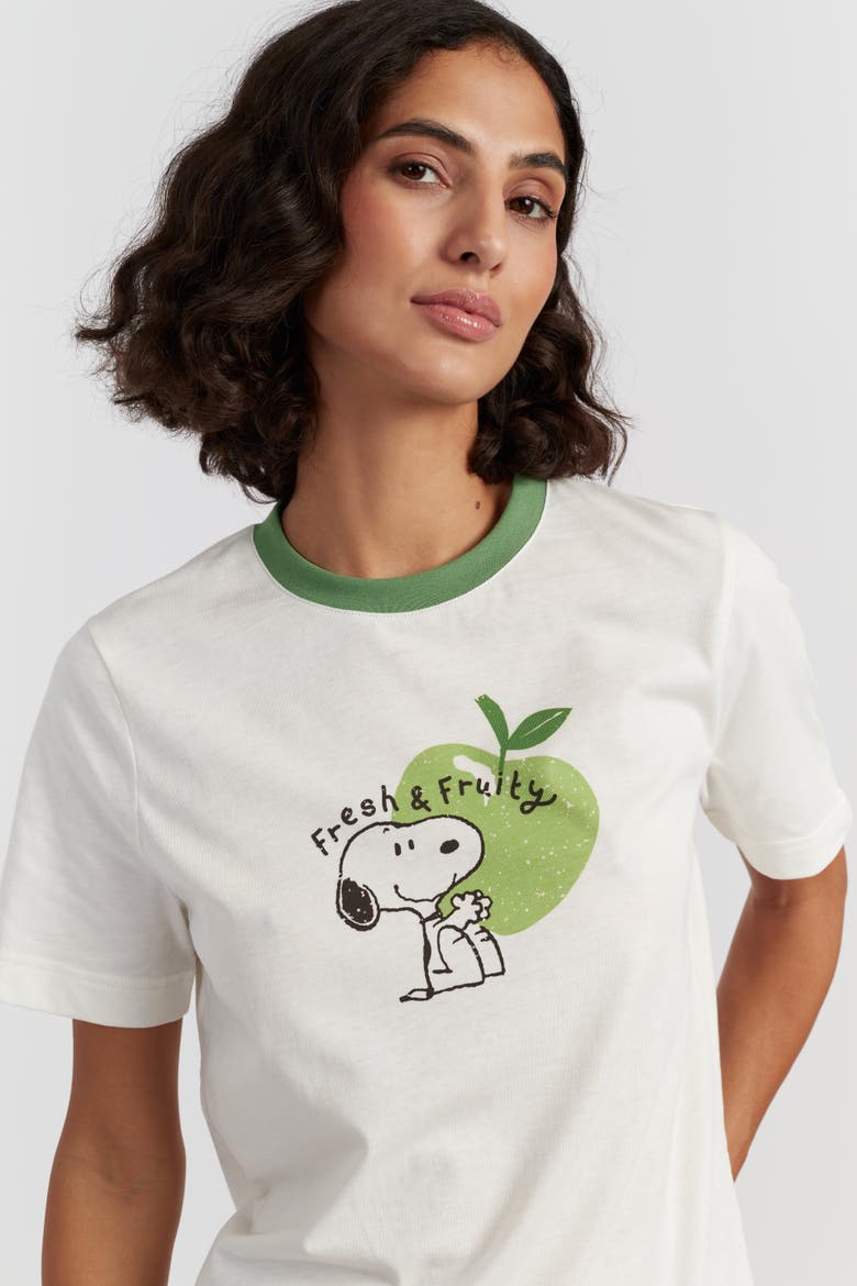 Snoopy Apple T-Shirt, Alternate, color, Cream