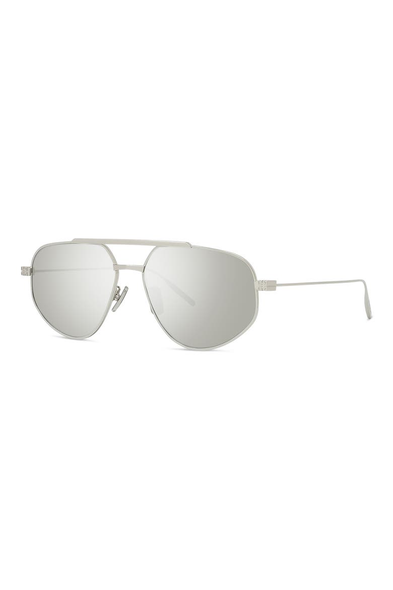 GVSPEED 57mm Aviator Sunglasses, Alternate, color, SHINY PALLADIUM / BROWN MIRROR