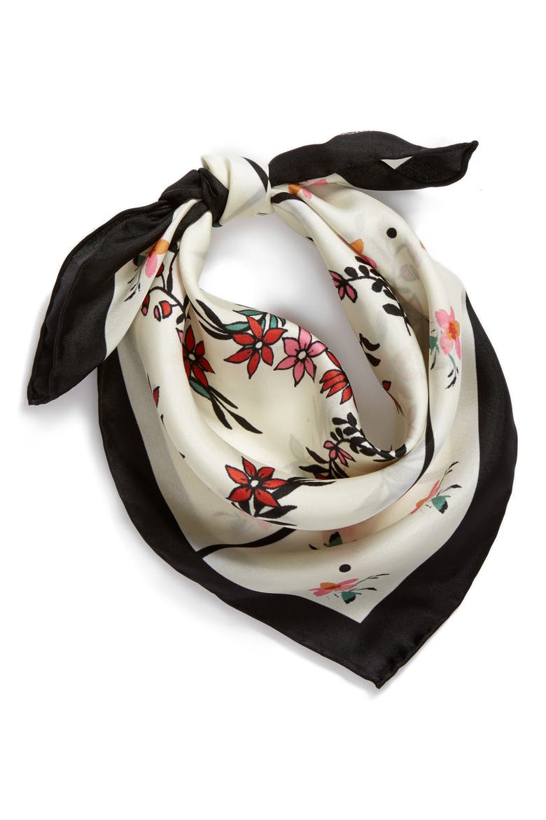 Twilight Floral Silk Bandana, Alternate, color, WHITE