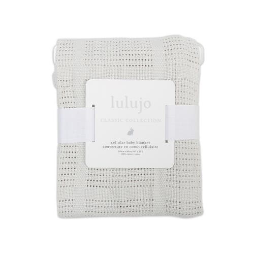 Lulujo Knitted Cellular Blanket In Grey