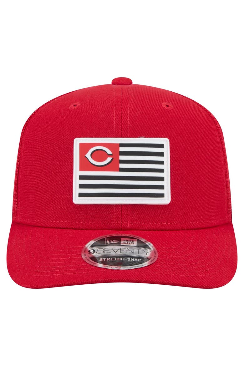 Men's New Era Red Cincinnati Reds Flag 9SEVENTY COOLERA Stretch-Snap Hat, Alternate, color, Red