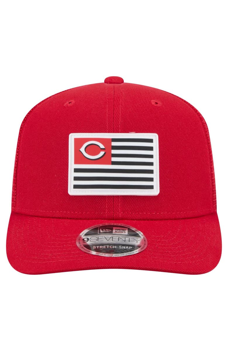 New Era Men's New Era Red Cincinnati Reds Flag 9SEVENTY COOLERA Stretch-Snap Hat, Alternate, color, Red