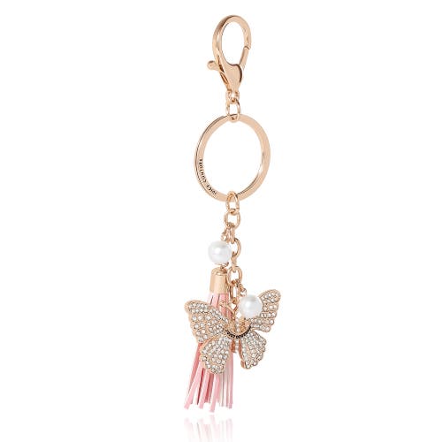 Juicy Couture Butterfly Charm Keychain With Pearls In Gold