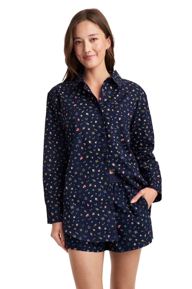 Women's 100% Cotton Poplin Long Sleeve Button Up, Main, color, Fun Forage