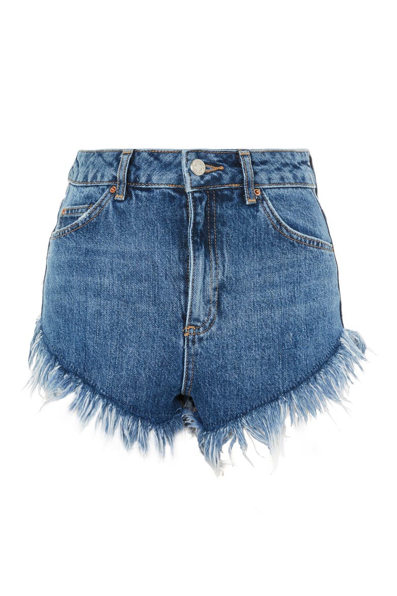 Kiri Fray Hem Shorts, Alternate, color, MID DENIM