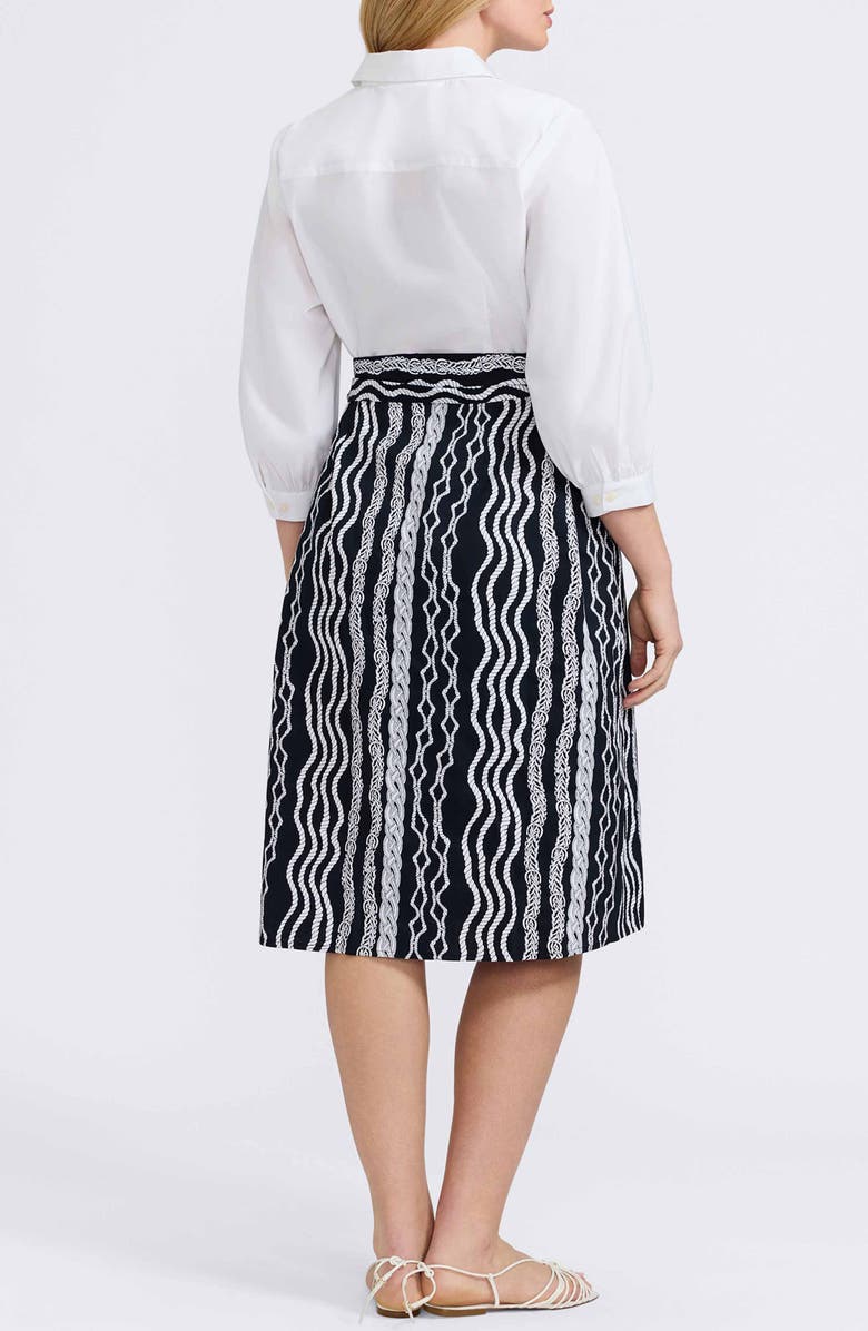 Foxcroft Esther Belted Braid Print Shirtdress, Alternate, color, White/ Black
