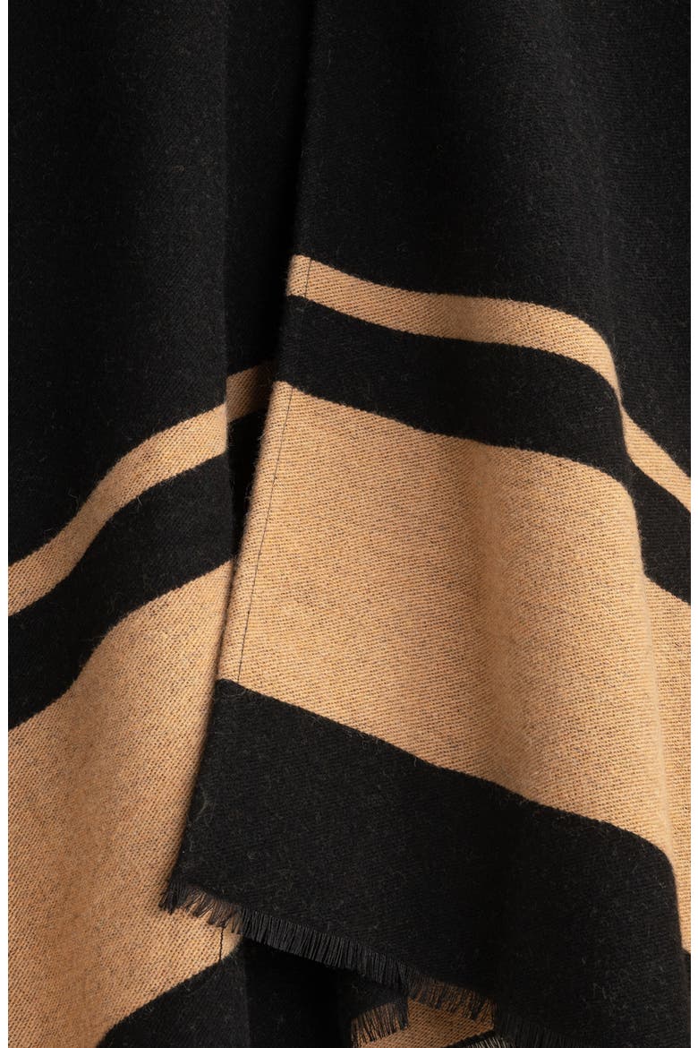 Crest Jacquard Ruana, Alternate, color, Black/Camel