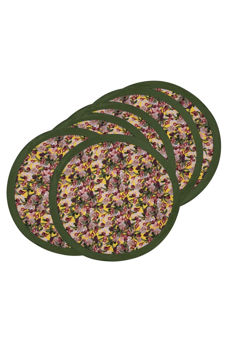 6 Round Placemats, Main, color, Romance is Dead Yellow/Green