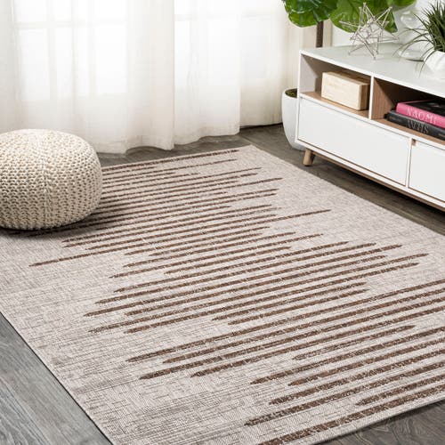 Jonathan Y Zolak Berber Stripe Geometric Indoor/outdoor Area Rug In Beige/brown