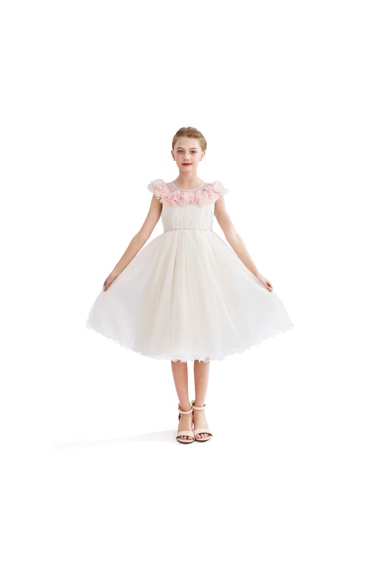 Dress with Petal Trim, Alternate, color, White