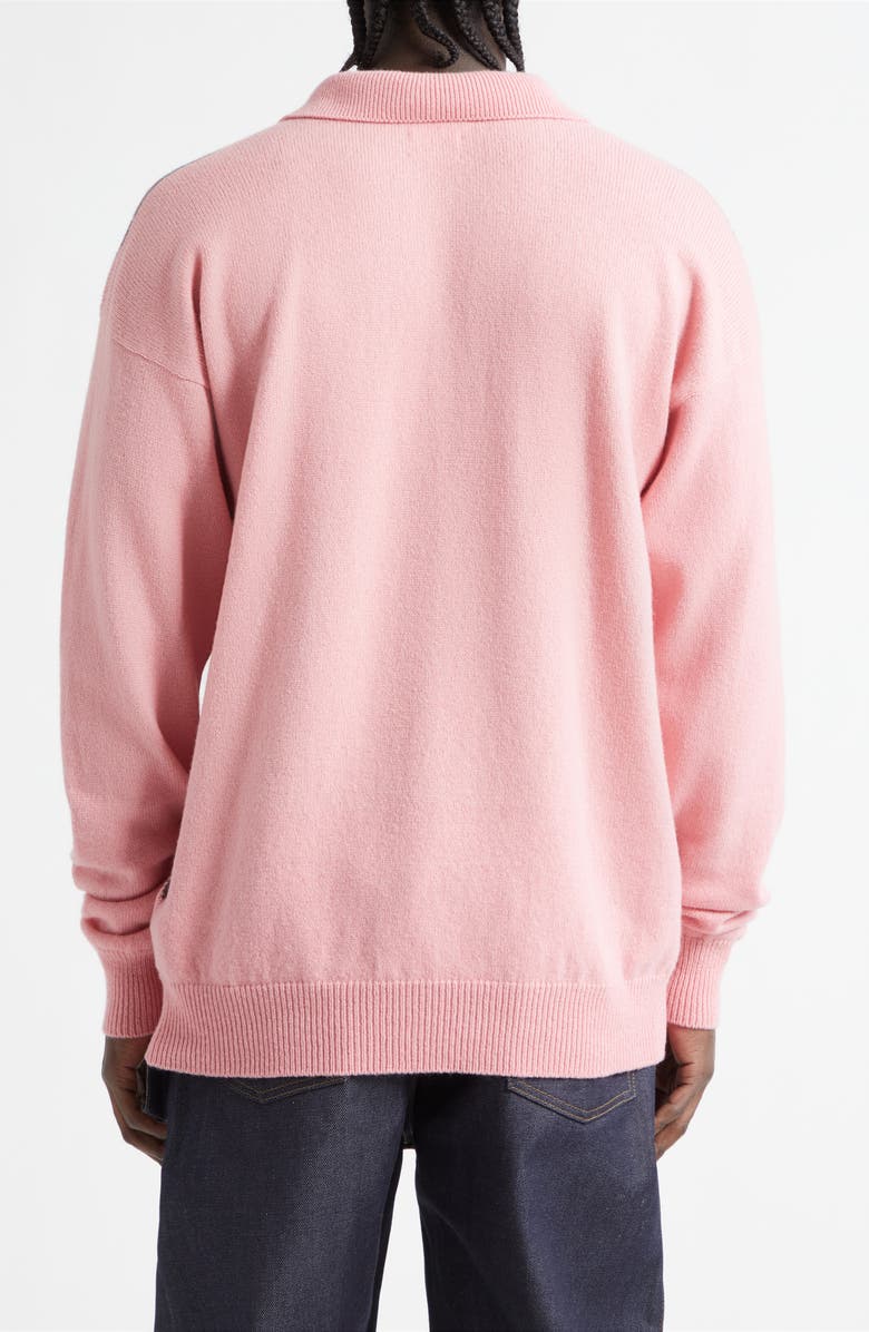 JW Anderson x Pringle of Scotland Argyle Wool Polo, Alternate, color, Bubblegum