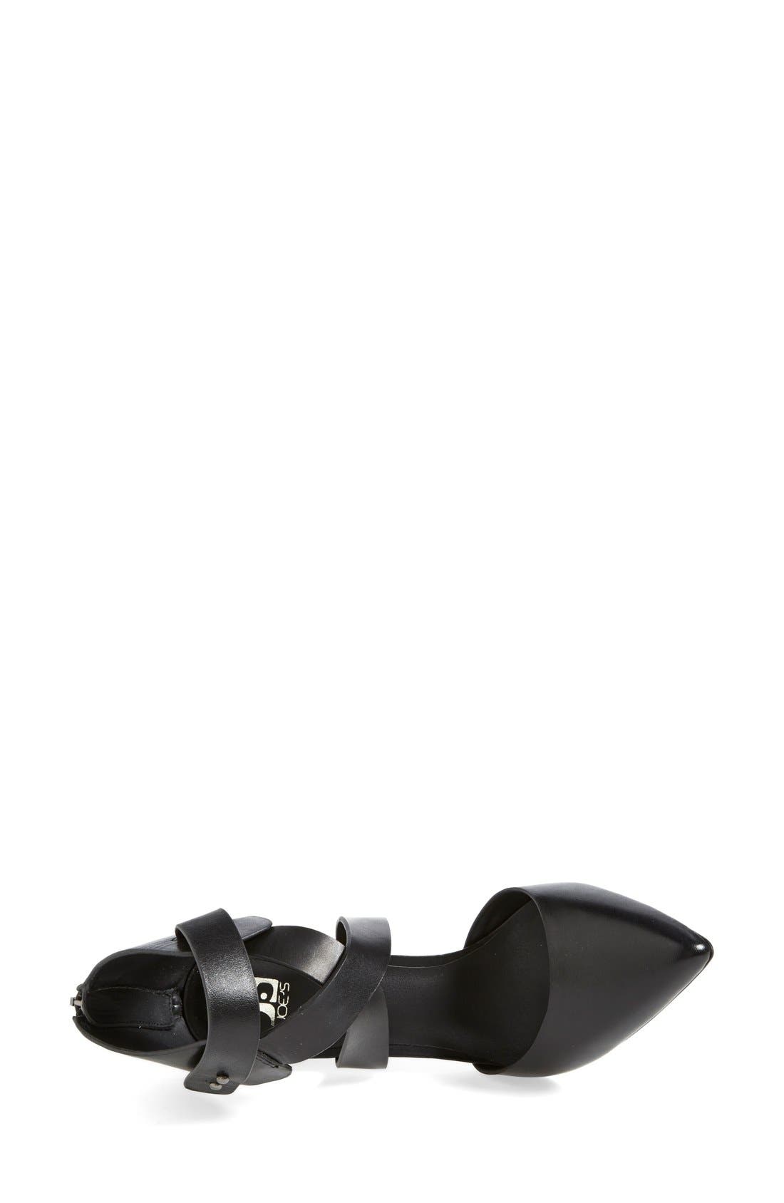 'Pete' Pointy Toe Pump, Alternate, color, BLACK LEATHER
