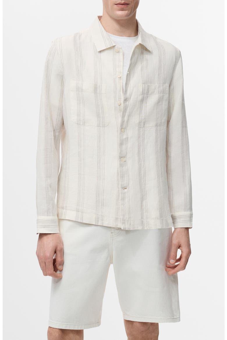 Stripe Linen Overshirt, Main, color, OFF WHITE