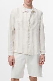 MANGO Stripe Linen Overshirt