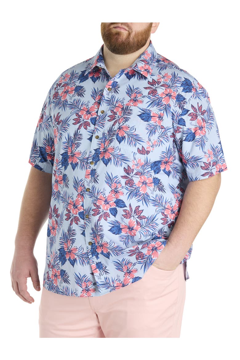 Big & Tall Floral Sport Shirt, Main, color, BLUE MULTI