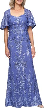 Alex Evenings Sequin Embroidered Mesh Gown