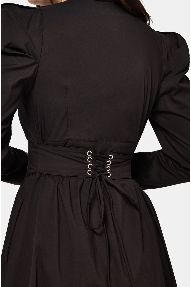 Morag Button Up Cotton Midi Dress, Alternate, color, Black