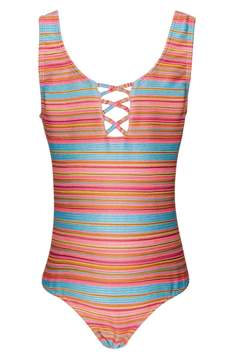 PQ SWIM Kids' Fia Lace-Up One-Piece Swimsuit, Main, color, Balboa