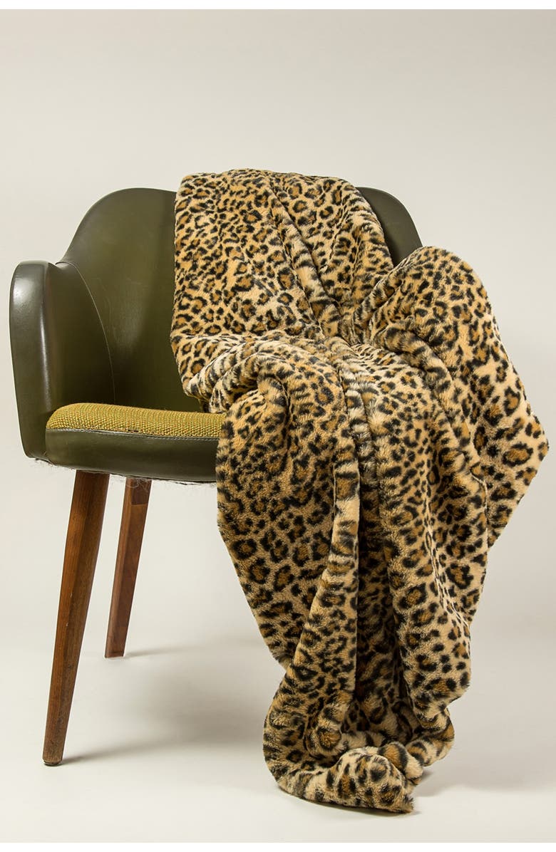 LUXE Burke Leopard Print Faux Fur Throw - 50" x 60", Alternate, color, Leopard