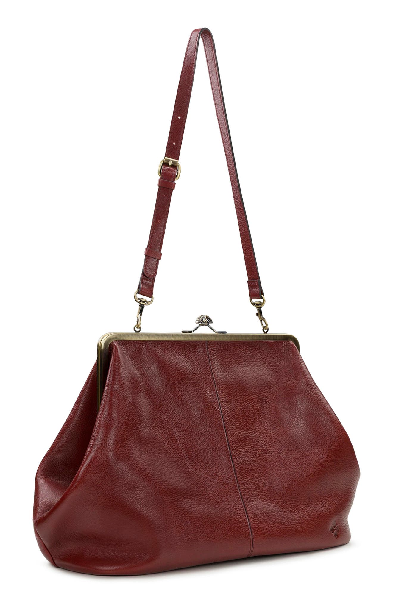 Serafina Large Frame Leather Crossbody Bag, Alternate, color, MAROON