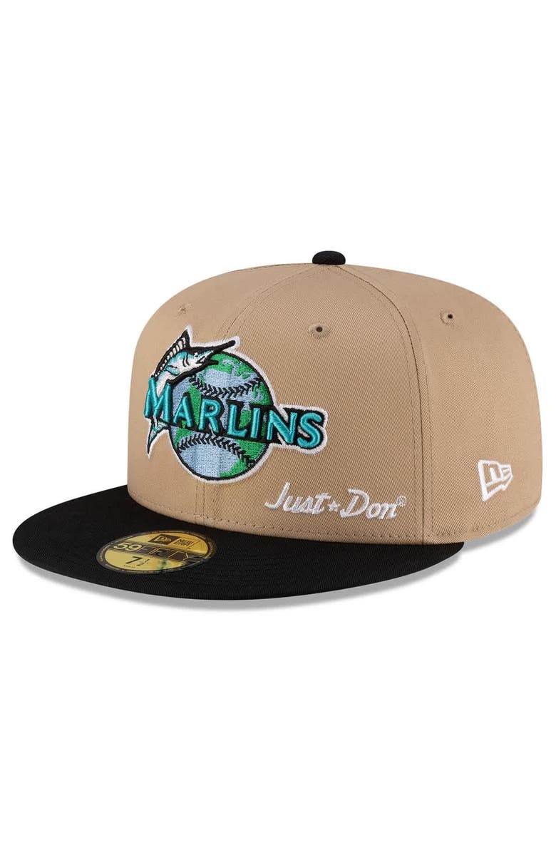 New Era x Just Don Men's New Era x Just Don Light Beige/ Black Florida Marlins Just Don x Earth Day 59FIFTY Fitted Hat, Main, color, Light Beige