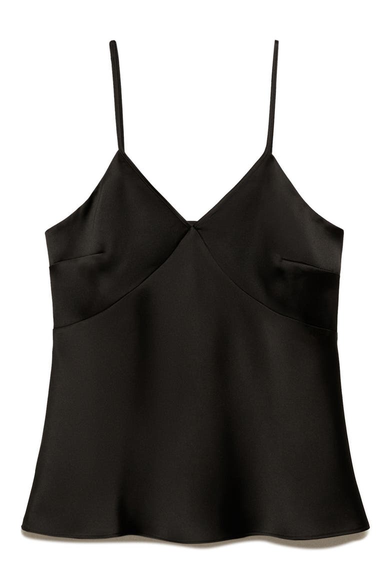 V-Neck Satin Camisole, Alternate, color, BLACK