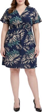 Standards & Practices Floral Surplice Neck Minidress