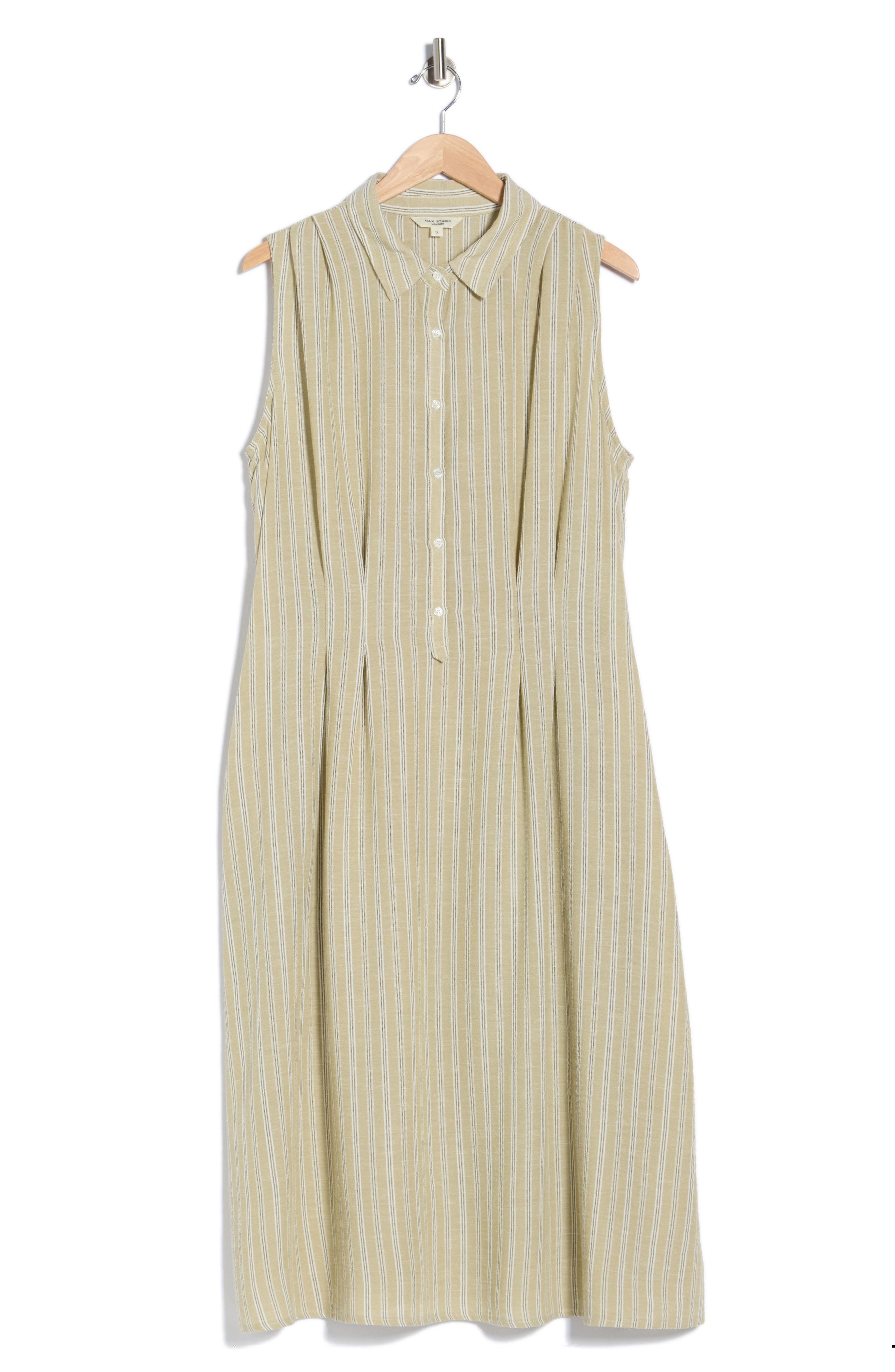 MAX STUDIO Stripe Sleeveless Midi Shirtdress