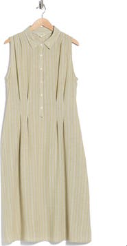 MAX STUDIO Stripe Sleeveless Midi Shirtdress