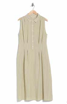 MAX STUDIO Stripe Sleeveless Midi Shirtdress