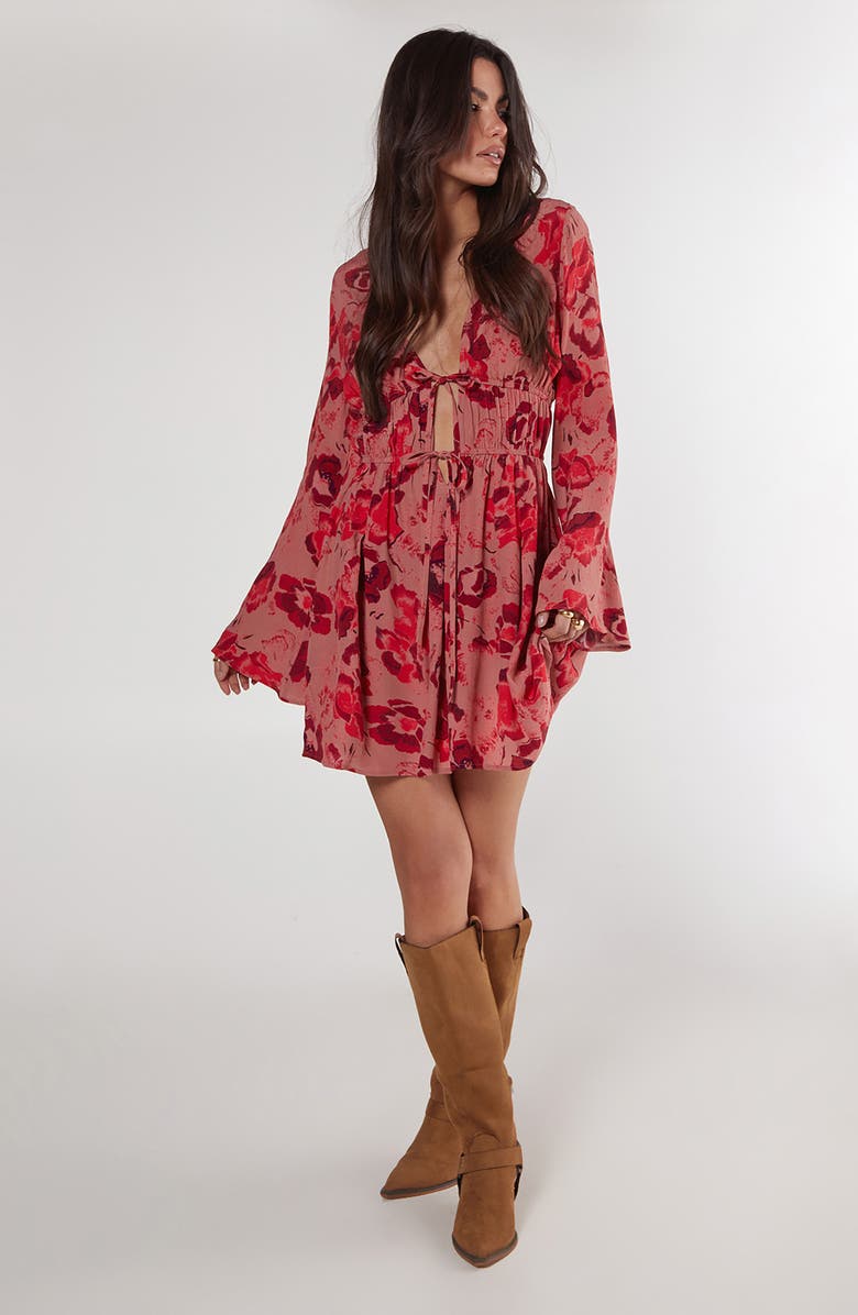 NASTY GAL Floral Print Long Sleeve Minidress, Alternate, color,