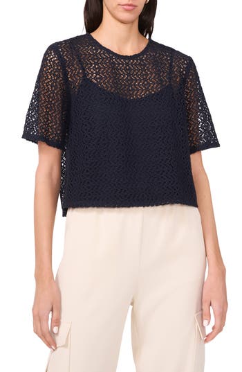 Halogen ® Geometric Openwork T-shirt In Ink