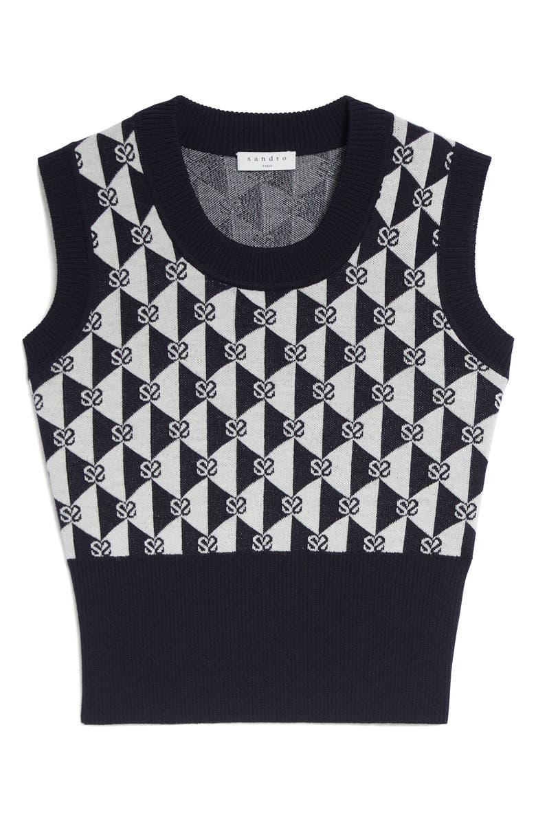 SANDRO Logo Print Sweater Vest, Main, color, 