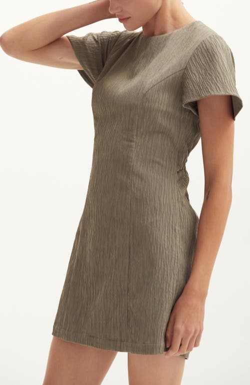 Crescent Textured Back Cut Out Mini Dress In Gray