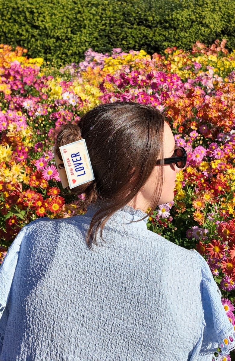 Solar Eclipse Hand Painted New York License Plate Claw Clip, Alternate, color, 