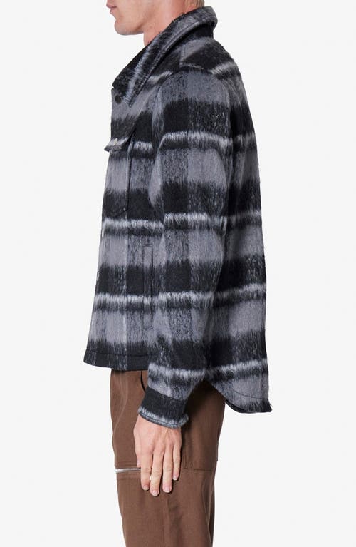 Mnml Textured Stripe Shirt Jacket In Black/grey