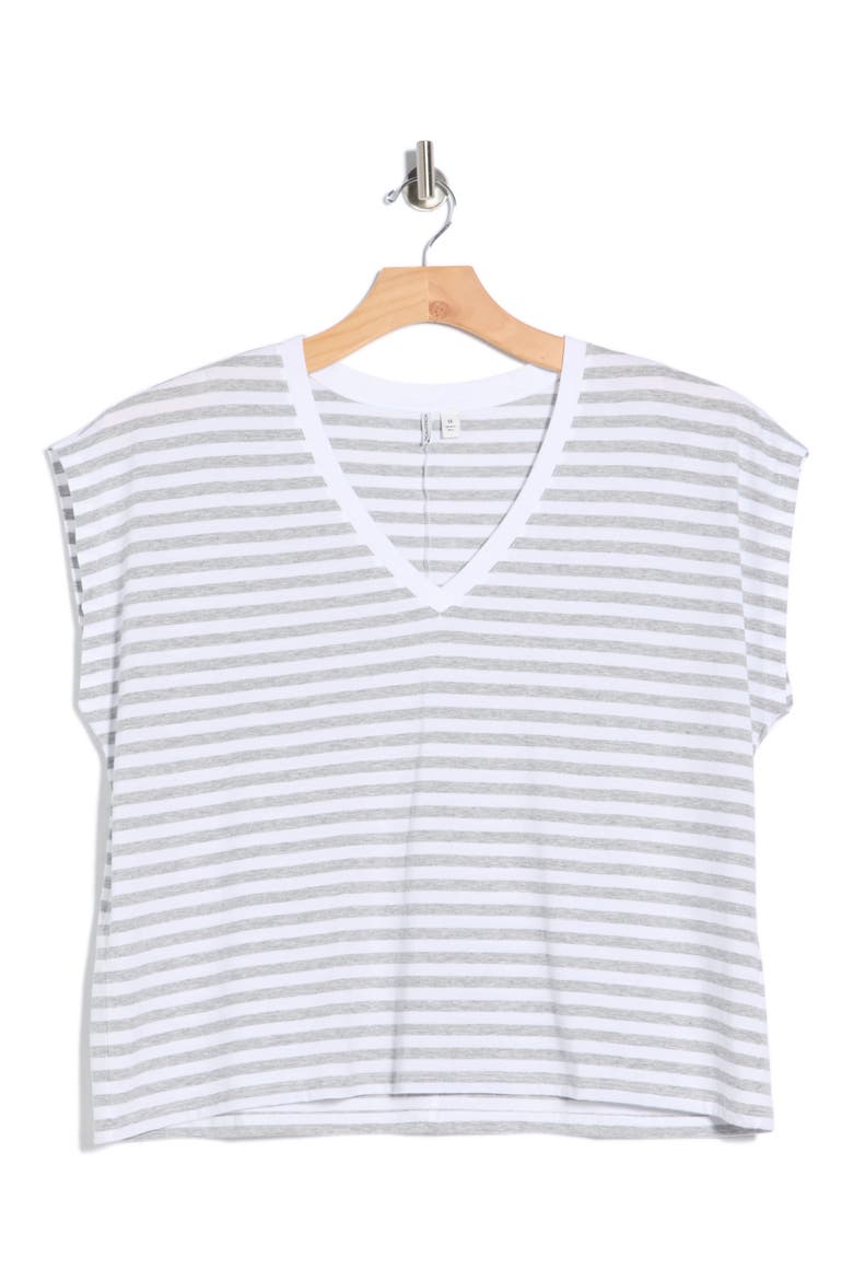 Pima Cotton T-Shirt, Alternate, color, GREY HEATHER-WHITE RUTH STRIPE