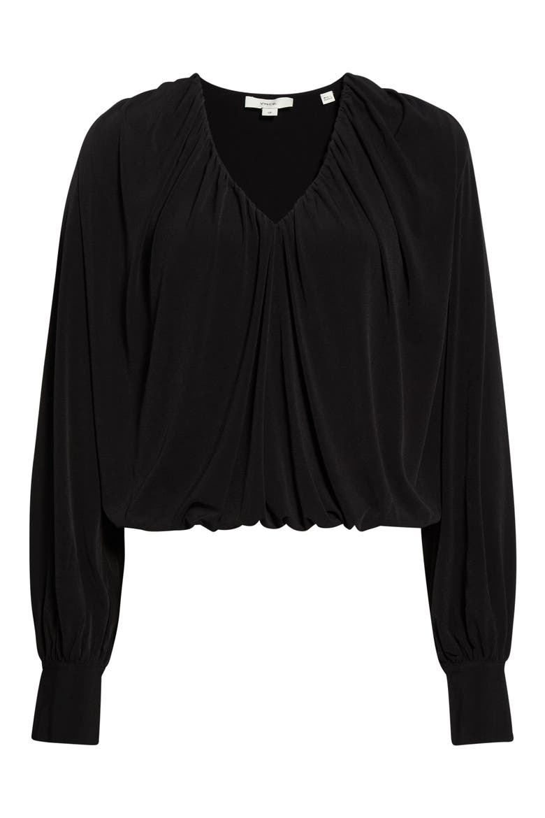V-Neck Bubble Top, Main, color, BLACK