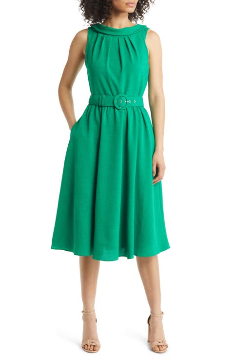 Donna Ricco Sleeveless Belted A-Line Dress