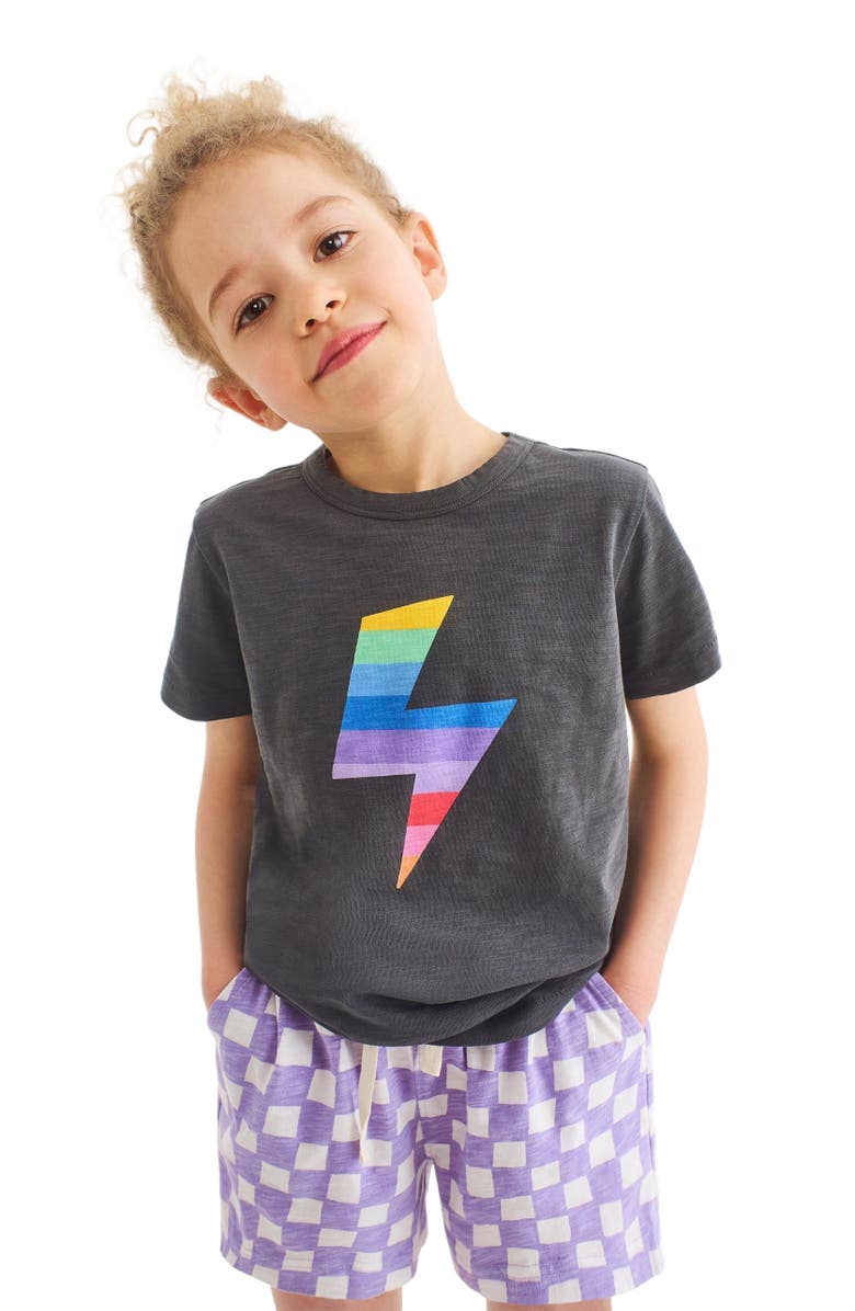 Primary Kids Park Short In Check, Alternate, color, Iris White Checks