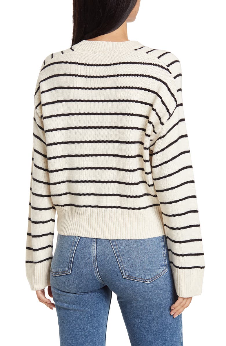 T Tahari Saddle Stripe Long Sleeve Sweater, Alternate, color,