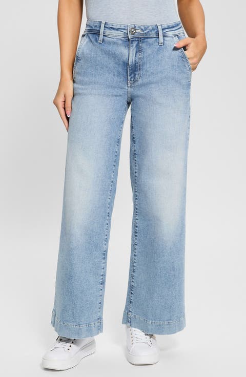 Zoya Crop Wide Leg Jeans (Belt-Open)
