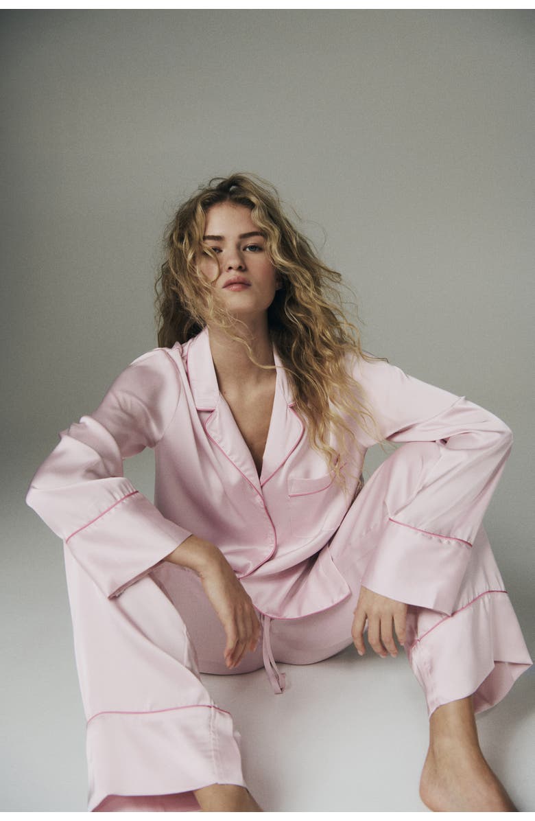 H&M Satin Pyjamas, Alternate, color, Light Pink